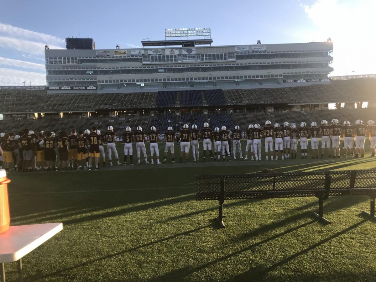 SW Football Team Lines Up For the National Anthem