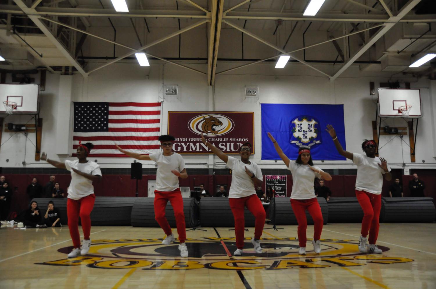 Students celebrate spirit week with the step team's performance at Friday’s pep rally on October 26, 2018
