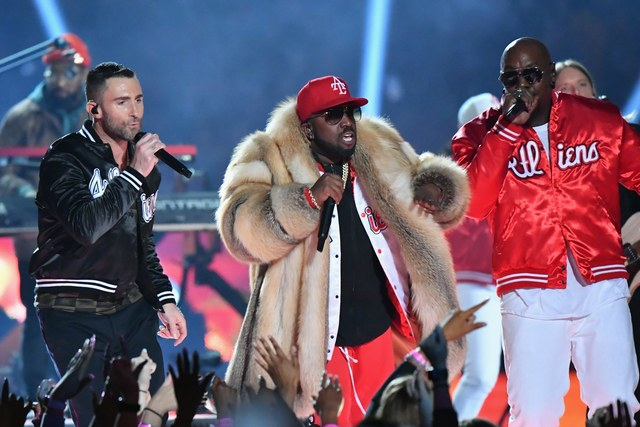 Adam Levine (left), Big Boi (middle), and Sleepy Brown (right).