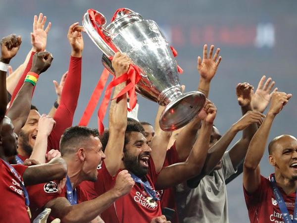 Players for Liverpool celebrate their victory against Tottenham on Saturday June 1st, 2019  post game in Madrid.