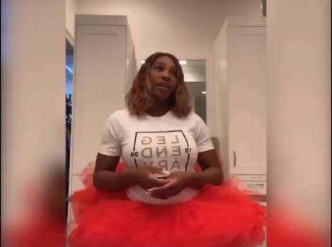 Womens tennis superstar Serena Williams in a red tutu during quarantine
Source: essentiallysports.com