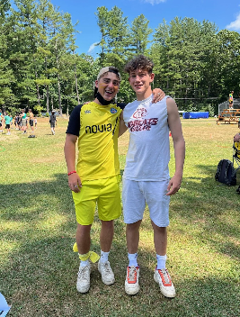 Piers Lloyd (Left)and Jack Stricker (Right) playing soccer at Camp Laurelwood. 