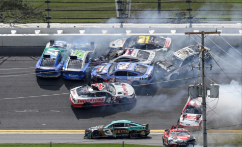 Carnage after rain fall on Daytona International Speedway in the second Daytona race. Photo Credit: Getty Images 08/27/22.