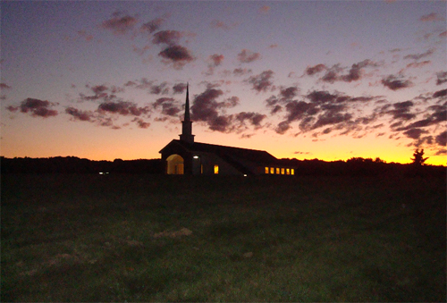 The Avery Street Church, adjacent to Beelzebub road, at dusk.