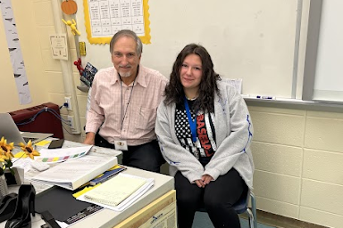 Substitute, Mr. DeCasperis (left) picture with Bobcat Prowl Editor, Ava Shasha (Right).
