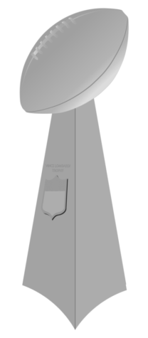 The Lombardi Trophy awarded to the winner of the Super Bowl. This trophy has been won by the NFL Champions team since 1969 season. This year, the Chiefs beat out the Eagles in Super Bowl LVII.