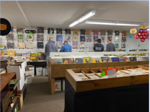 An inside view of Pauls Boutique. highlighting the records inside.
