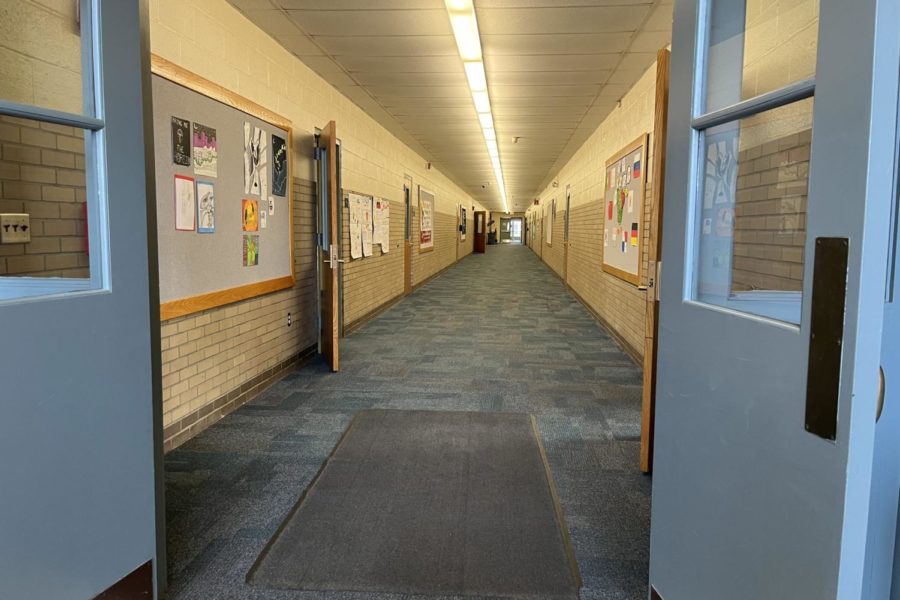 A view down the hallway in The Annex in which students are currently taking classes and many more students will take classes in come the fall.