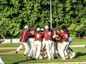 SW boys baseball celebrates a walk off win in the first round of the state  tournament against Stamford Tuesday evening.