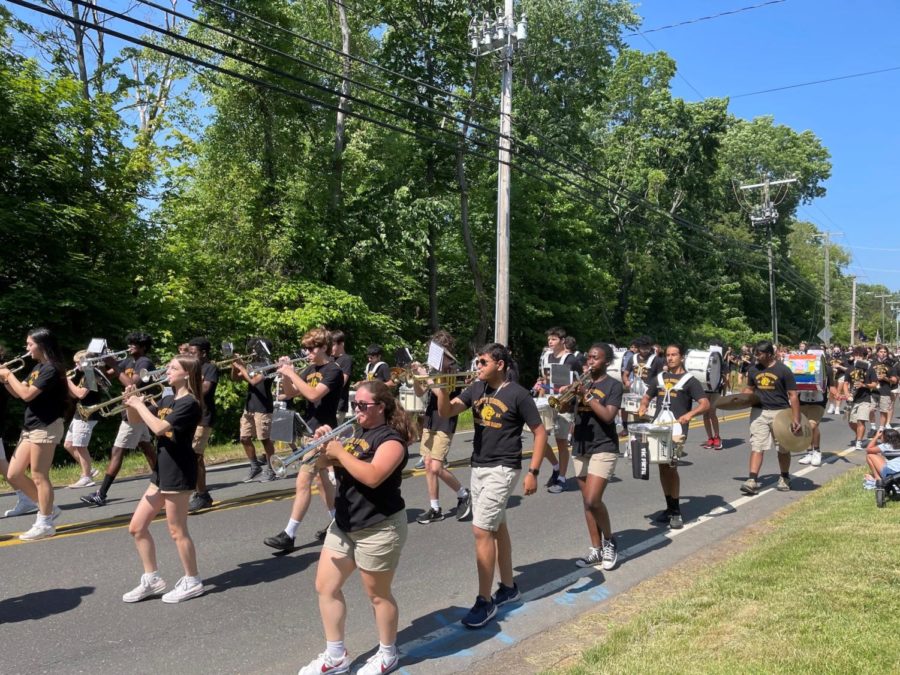 South Windsor High Schools marching band makes an appearance at the 2023 Memorial Day Parade.