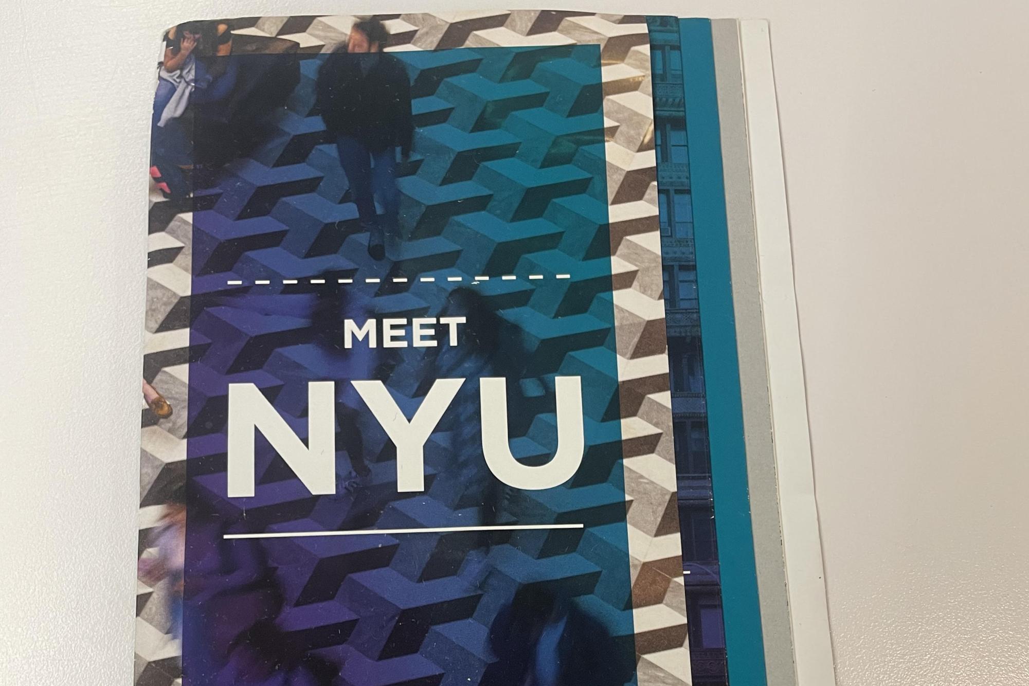 The New York University pamphlet passed around by college representatives during their visit.

