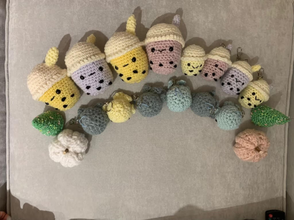 Little stuffed animals crocheted by the members of the club.
