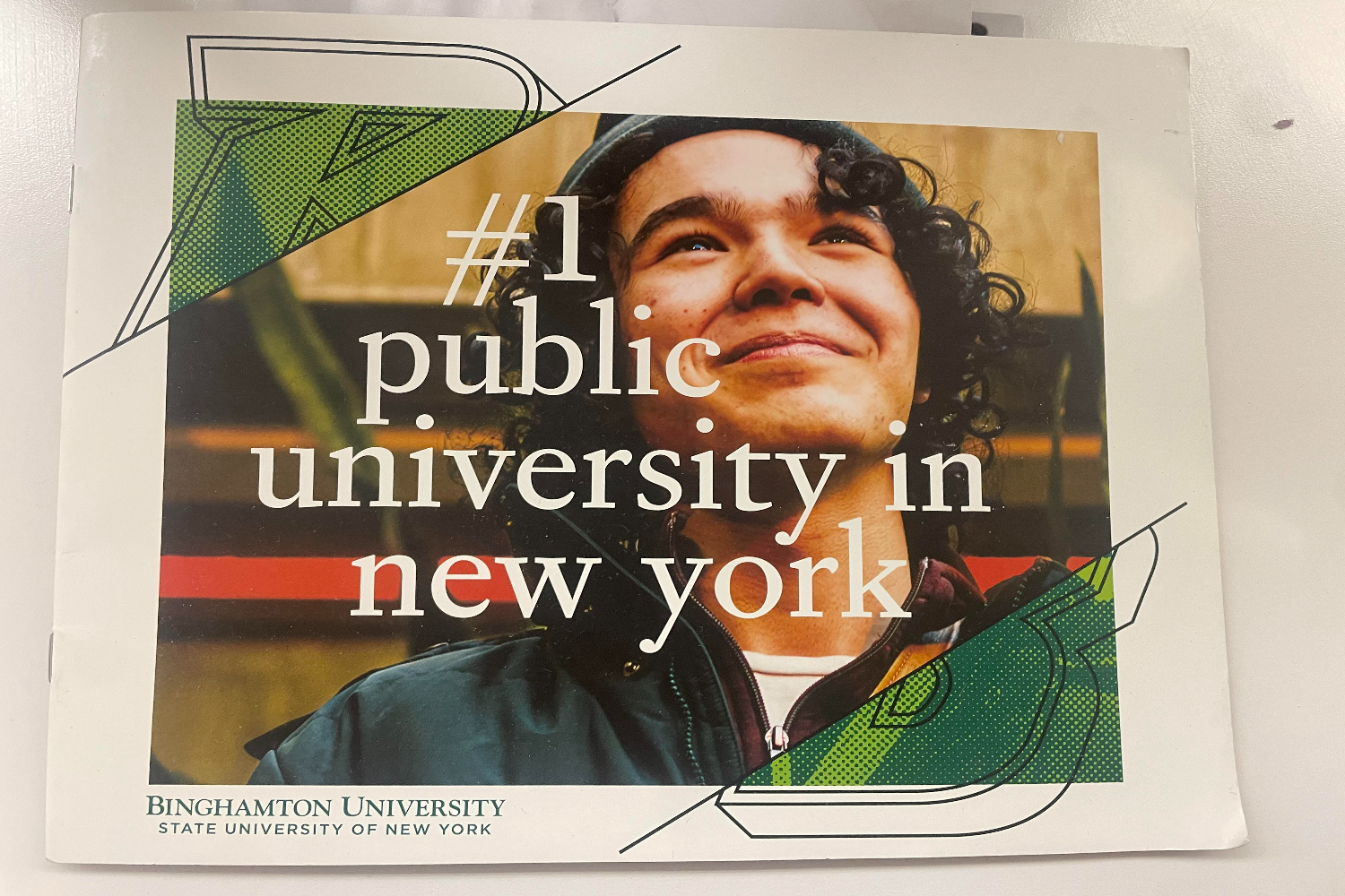 The Binghamton University pamphlet passed around by college representatives during their visit.
