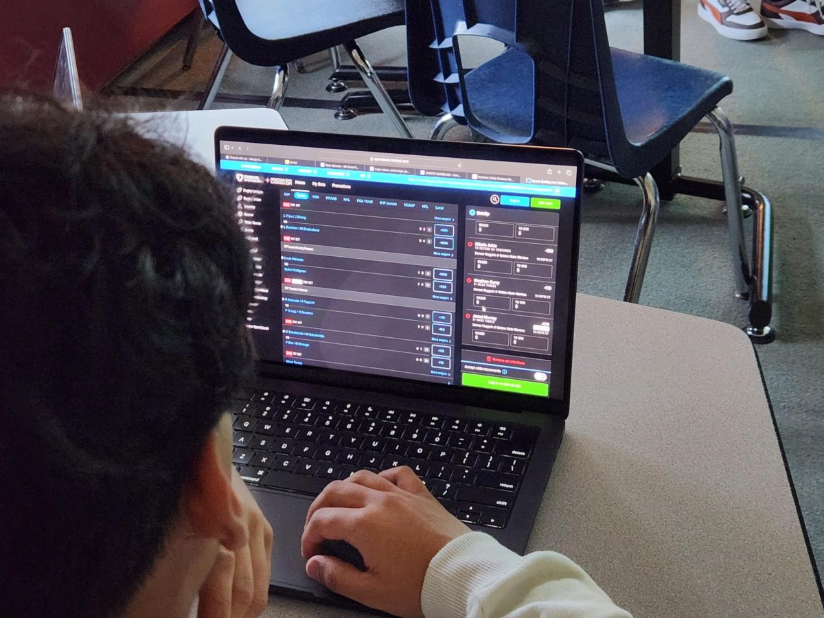 A student looks over his bets on a popular online sports book.