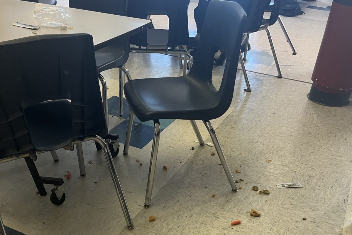 South Windsor students leave their lunch mess strew about the floor.