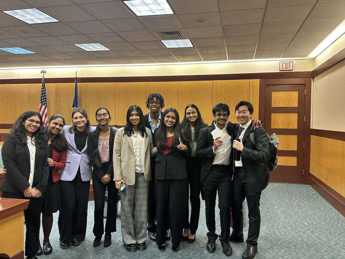 South Windsor High School’s varsity Mock Trial team excited to be at the quarter-finals. 