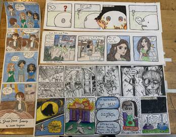 Comic strips made by students in South Windsor High Schools cartooning class. 