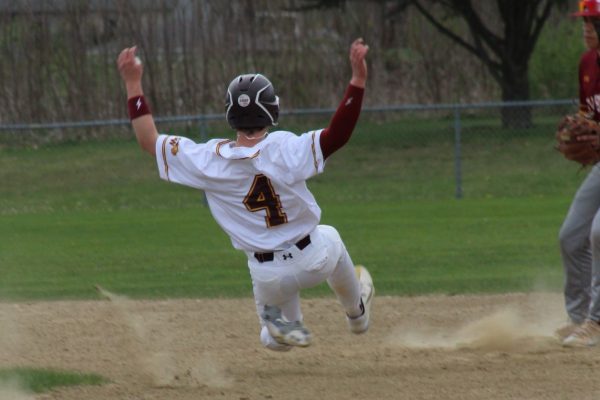 Brian Garvey slides into second base during the Bobcats 13-0 win over New Britain.