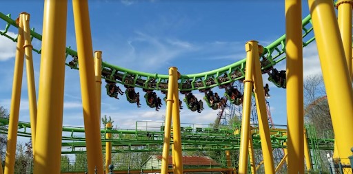 Students rode The Riddler rollercoaster at Six Flags after their music concert.