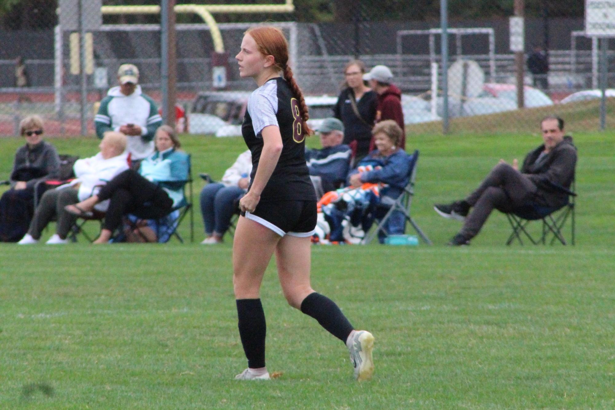 Freshman forward Kylah Wood stands waiting to receive the ball. 