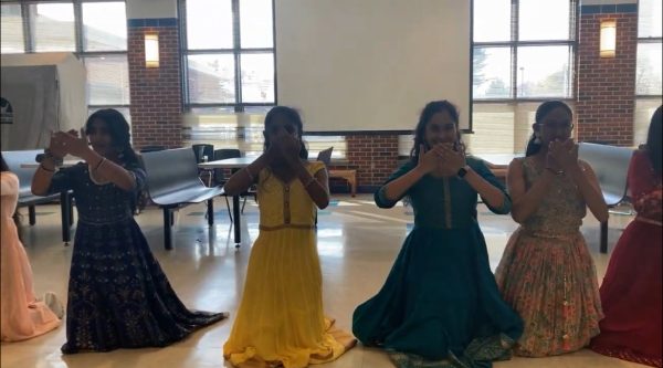 Members of the South Windsor High Schools  Indian Heritage Club performing their dance routine to celebrate Diwali. 