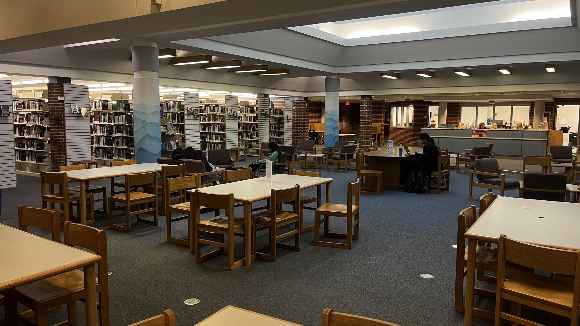 SWHS students in the media center studying and completing homework. 