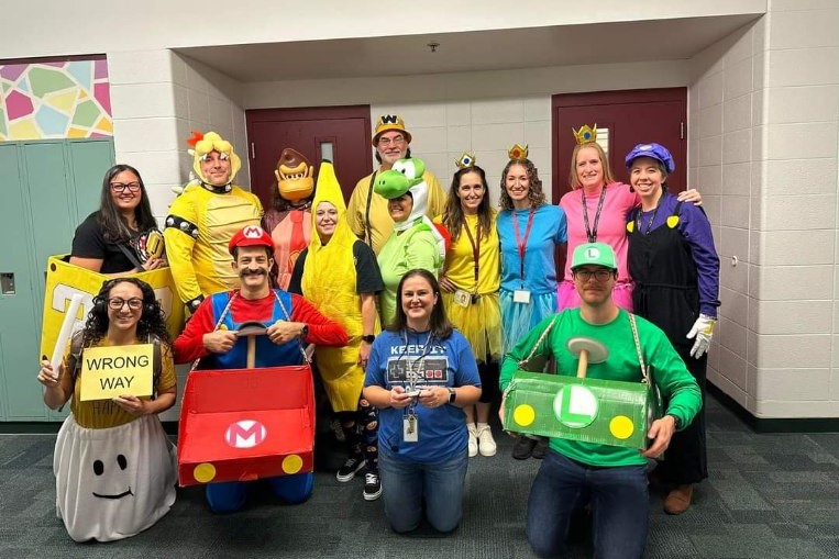 The SWHS math department dressed up as 'Mario Kart' racers for Halloween. (SWHS math department)