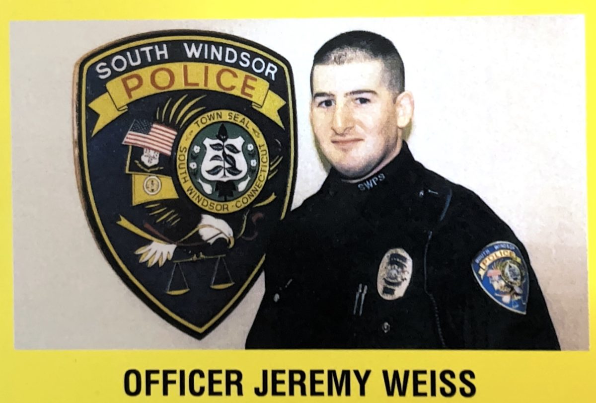 SWHS school resource officer, Officer Weiss' baseball card that was utilized as community outreach when he was a patrol officer. 