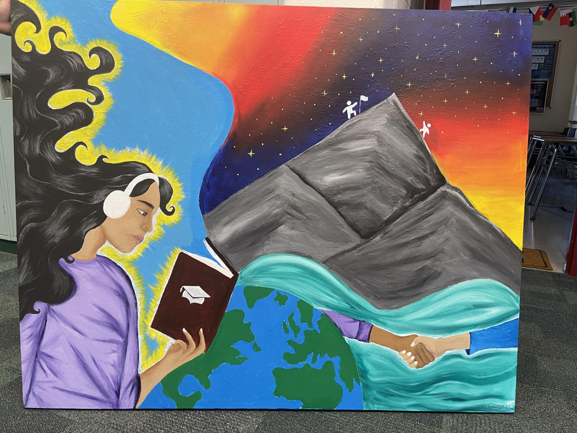 Senior Sneh Detroja created a magnificent mural project as part of her Capstone Project. (Mrs. Quinn)