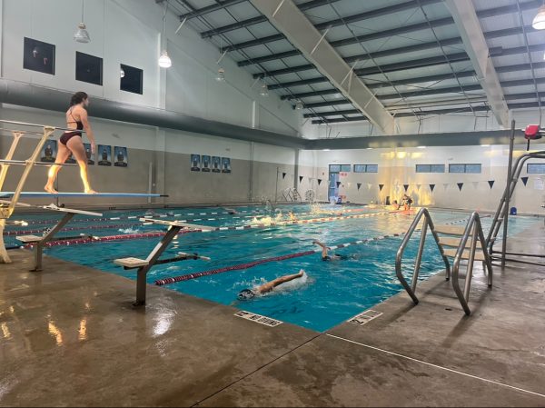 South Windsor High School boys' Swim and Dive team practicing at Star Hill. 