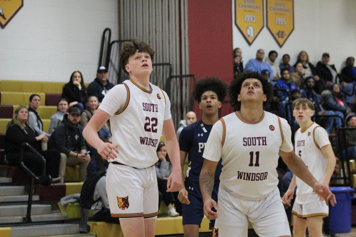 Junior Ryder Haynes prepares to get a rebound in the game against Platt. 