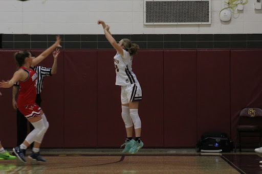 SWHS athlete Teagan Purcell taking a well planned three point shot.