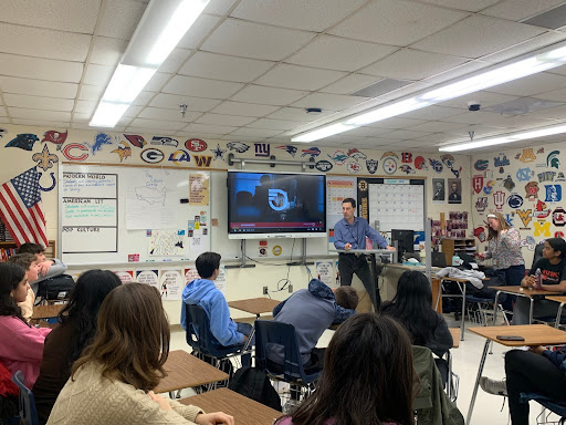 Mr. Webb first period teaching and giving a lecture to his students.
