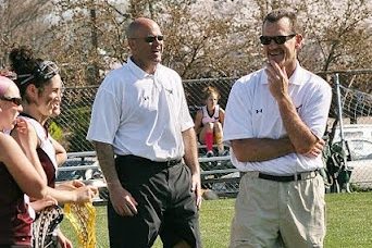 New Hall of Fame inductee, Mr Duclos, coaching the lacrosse team. (Ed Duclos) 