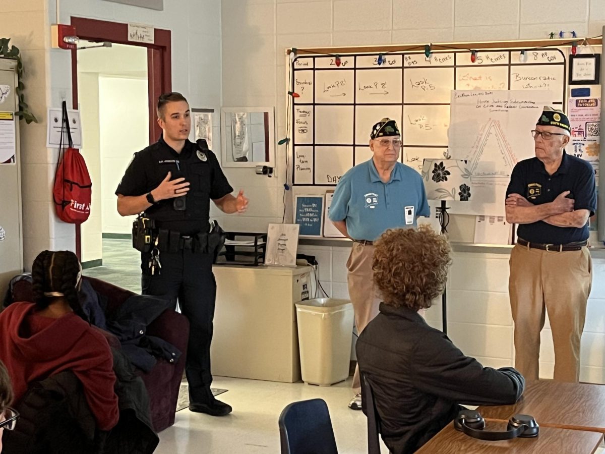 Members of the American Legion speaking to Mrs. McGinn's AP Gov class about Boys State. 