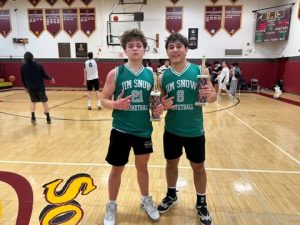 Wolverines star players, Dom MacNeil and Isaac Gerber celebrate after defeating the Beavers. 