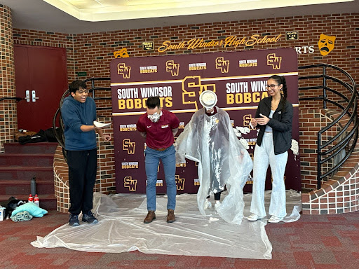 The aftermath of Principal LeRoy and Mrs. McGinn getting pied in the face.