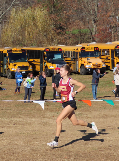 Holovatska during her cross country season racing to the finish line. (Sofia Holovatska)
