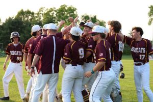The South Windsor High School Baseball team celebrates their walk-off win over Fairfield Prep.