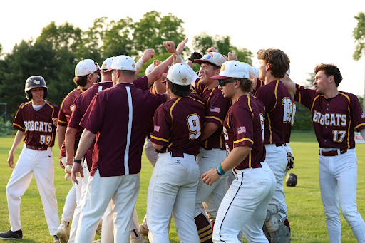 The South Windsor High School Baseball team celebrates their walk-off win over Fairfield Prep.