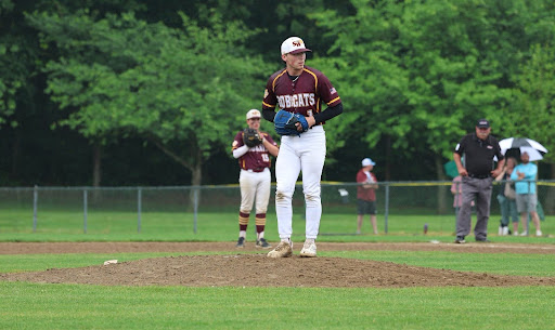 Senior Robert Wunsch enters his windup during the Bobcats 4-2 quarterfinals win over Naugatuck.