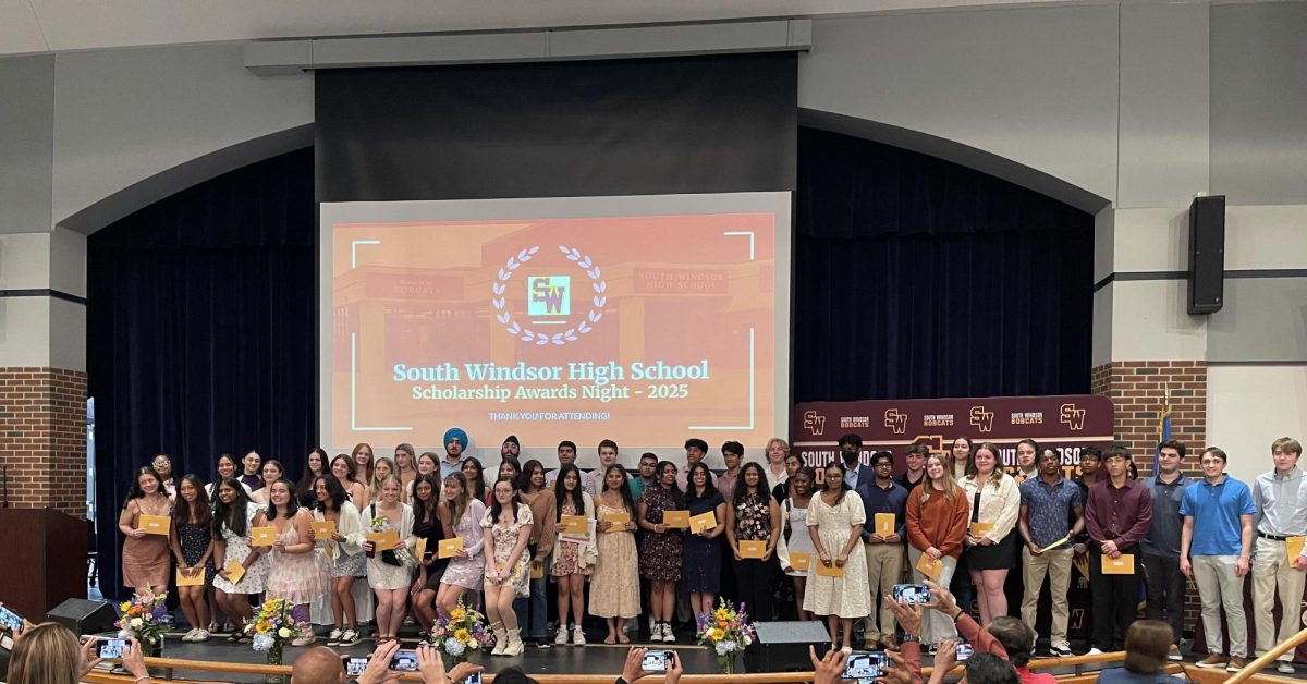 Seniors who received a scholarship pose for a photo after the event. (Mrs. Quinn)