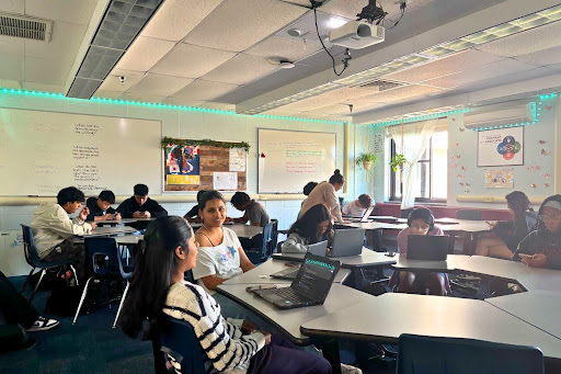 Students doing different activities with their friends during a Bobcat Block period.