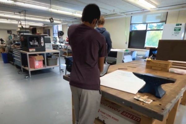 Metal Manufacturing is a course offered at South Windsor High School where students learn how to use machinery and develop skills for the workplace. 