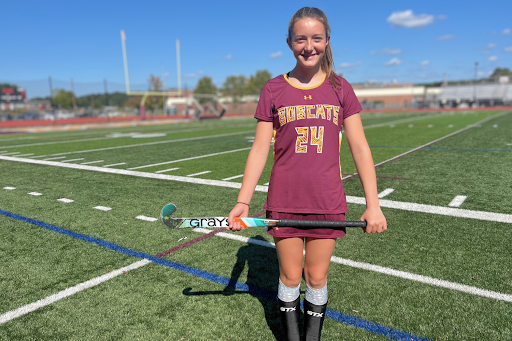 Goalkeeper Allie Scott in uniform before a game.