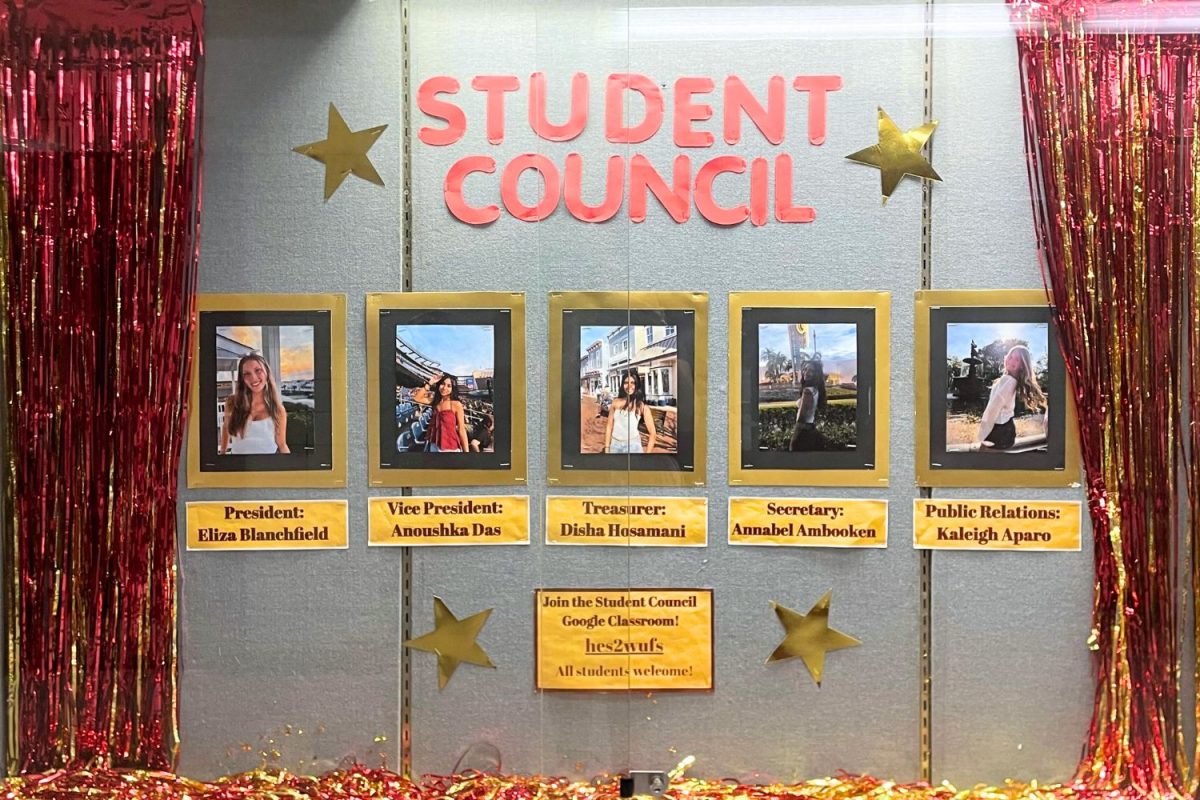 Display case of the head of Student Council representatives of the 2025-26 school year. 