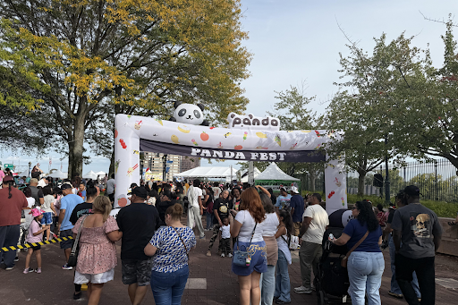 Visitors enter the Pandafest in Hartford, Connecticut in what is the festival’s first appearance in the state