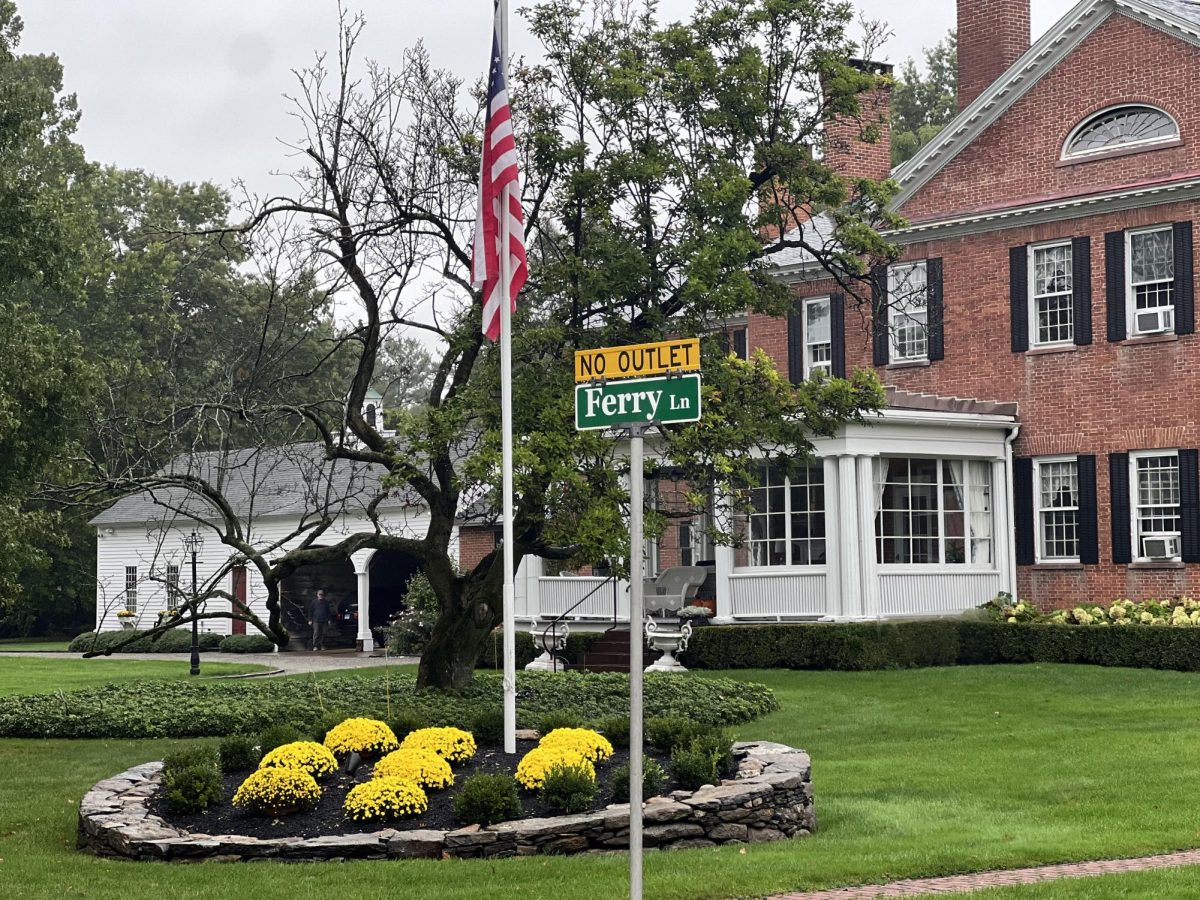 A photograph of Ferry Lane off of Main Street in South Windsor where the Bissel Inn may have been located. 