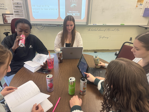 South Windsor students complete their work, all with a caffeinated drink of their choice.