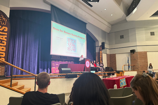 A speaker at the induction ceremony on November 19, 2025